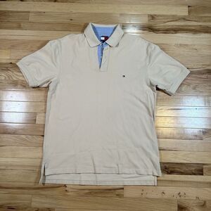 Tommy Hilfiger Men's Classic Fit Light Yellow All Cotton Mesh Polo Shirt Large